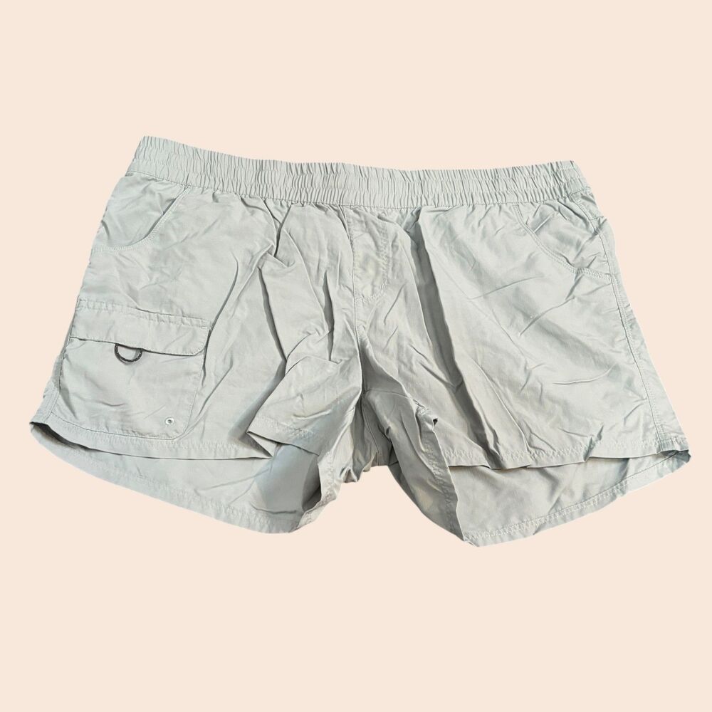 Columbia Cargo Shorts Womens Size XL Sage Green Lightweight Hiking Elastic Waist